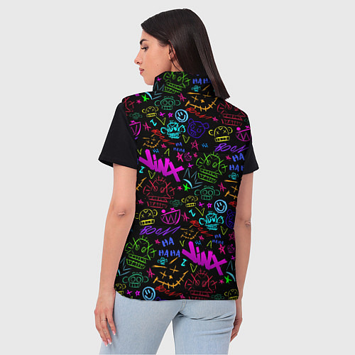 Женский жилет League Of Legends - Arcane неоновые логотипы / 3D-Красный – фото 4