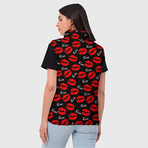 Женский жилет Kiss поцелуи / 3D-Черный – фото 4