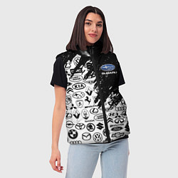 Женский жилет Subaru - Паттерн логотипов авто, цвет: 3D-светло-серый — фото 2