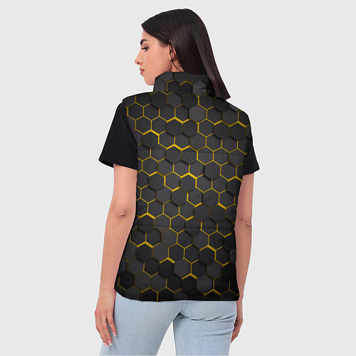 Женский жилет Lamborghini - Золотые соты / 3D-Черный – фото 4