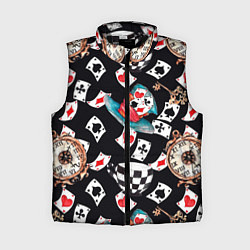 Женский жилет Алиса в стране чудес - карты, цвет: 3D-черный