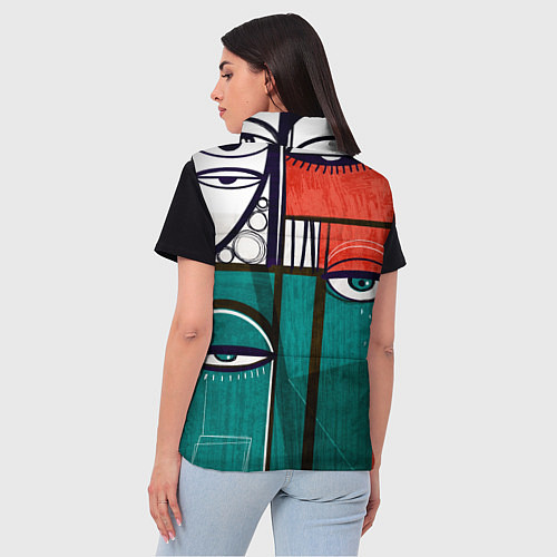 Женский жилет Глаза - арт / 3D-Черный – фото 4