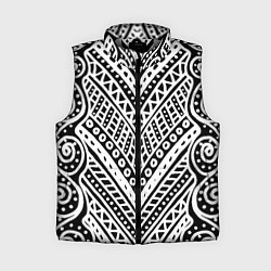 Женский жилет Абстракция черно-белая Волны, полосы, вензеля Моно