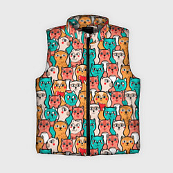 Женский жилет Милые Разноцветные Котики, цвет: 3D-светло-серый