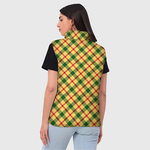 Женский жилет Желто-зеленая Клетка / 3D-Черный – фото 4