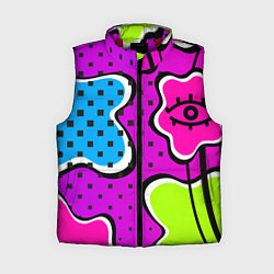 Женский жилет Яркий абстрактный узор в стиле 90х, неоновые цвета