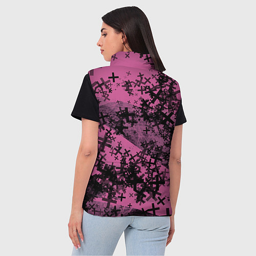 Женский жилет Кресты и хаос На розовом Коллекция Get inspired! F / 3D-Черный – фото 4
