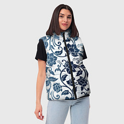 Женский жилет Гжелевые цветы, цвет: 3D-красный — фото 2