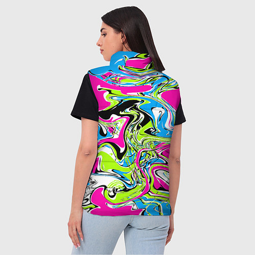 Женский жилет Абстрактные мраморные разводы в ярких цветах Поп а / 3D-Черный – фото 4