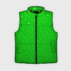 Женский жилет Зеленый фон с росой, цвет: 3D-красный