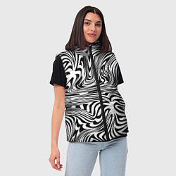 Женский жилет Сумасшедшая зебра Абстрактный узор с извилистыми л, цвет: 3D-светло-серый — фото 2