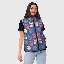 Женский жилет Кот в очках орнамент, цвет: 3D-светло-серый — фото 2