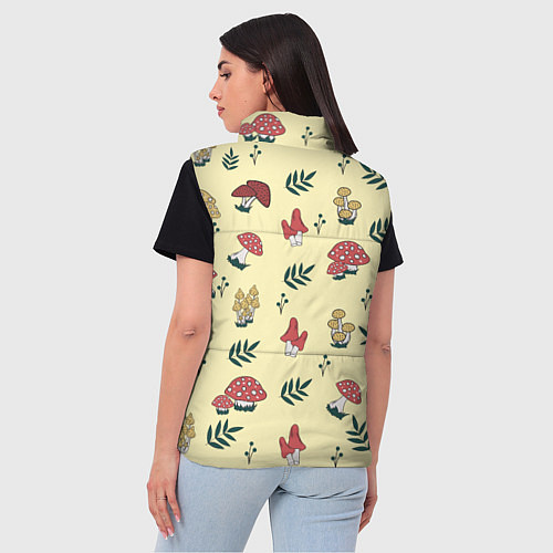 Женский жилет Mushroom, грибы- грибочки / 3D-Черный – фото 4
