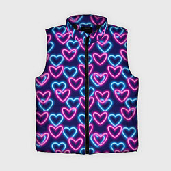 Женский жилет Неоновые сердца, паттерн, цвет: 3D-черный