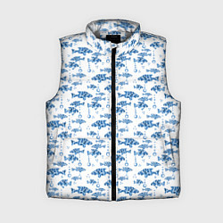 Женский жилет Голубые рыбки ретро принт