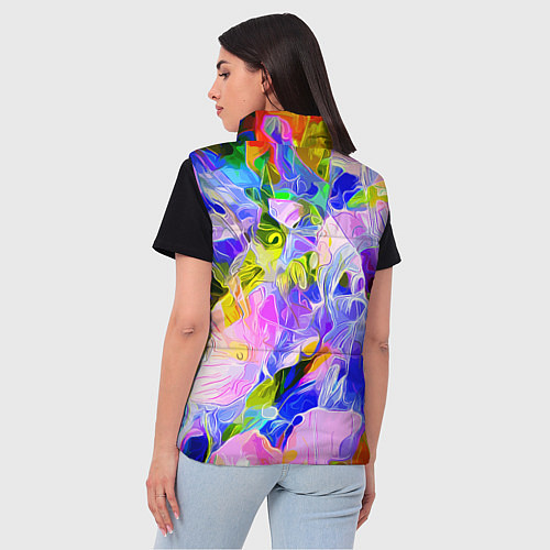 Женский жилет Красочный цветочный узор Весна - Лето 2023 Colorfu / 3D-Черный – фото 4