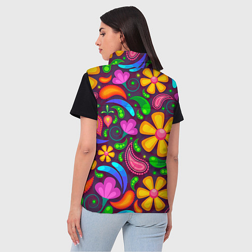 Женский жилет РАСПИСНЫЕ ЦВЕТЫ PAINTED FLOWERS / 3D-Черный – фото 4