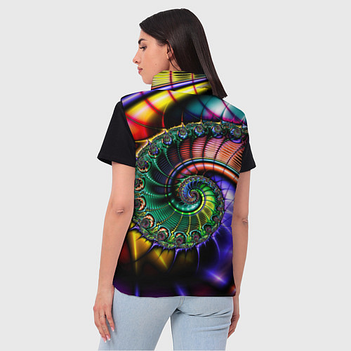 Женский жилет Красочная фрактальная спираль Colorful fractal spi / 3D-Красный – фото 4
