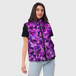 Женский жилет ФИОЛЕТОВЫЕ КРИСТАЛЛЫ, цвет: 3D-светло-серый — фото 2
