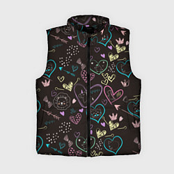 Женский жилет Паттерн милые животные и сердечки