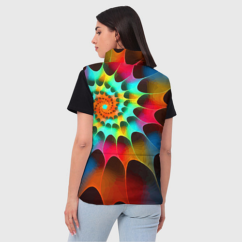 Женский жилет Красочная неоновая спираль Colorful neon spiral / 3D-Светло-серый – фото 4