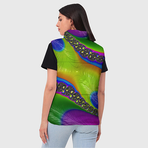 Женский жилет Кислотный фрактал Абстракция / 3D-Черный – фото 4
