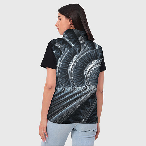 Женский жилет Фрактальный абстрактный паттерн Броня Fractal Abst / 3D-Черный – фото 4
