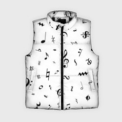 Женский жилет Нотные Знаки Черные на Белом