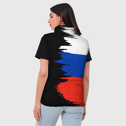 Женский жилет Российский триколор на темном фоне / 3D-Черный – фото 4