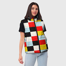 Женский жилет MULTICOLORED SQUARE MOSAIC, цвет: 3D-черный — фото 2