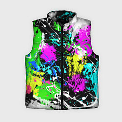Женский жилет Разноцветные пятна краски на черном фоне