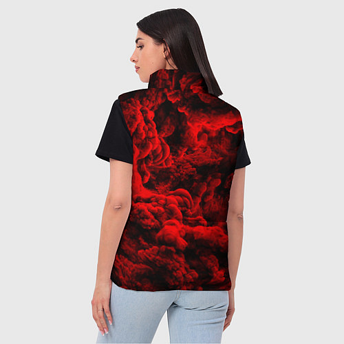 Женский жилет Красный дым Red Smoke Красные облака / 3D-Красный – фото 4