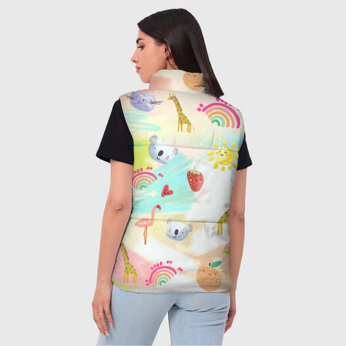 Женский жилет Красочные животные / 3D-Красный – фото 4