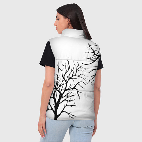 Женский жилет Черные ветки деревьев на белом фоне / 3D-Черный – фото 4