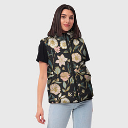 Женский жилет Цветы Астры На Чёрном Фоне, цвет: 3D-черный — фото 2