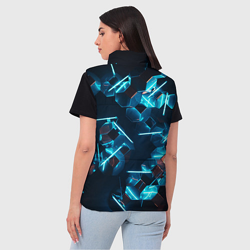 Женский жилет Неоновые фигуры с лазерами - Голубой / 3D-Черный – фото 4