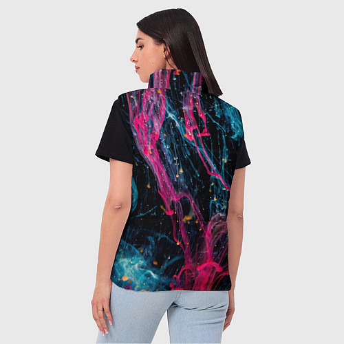 Женский жилет Неоновые краски во тьме - Розовый и голубой / 3D-Красный – фото 4