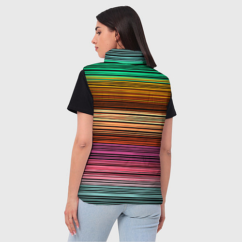 Женский жилет Multicolored thin stripes Разноцветные полосы / 3D-Красный – фото 4