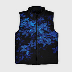 Женский жилет BLUE FLOWERS Синие цветы, цвет: 3D-черный
