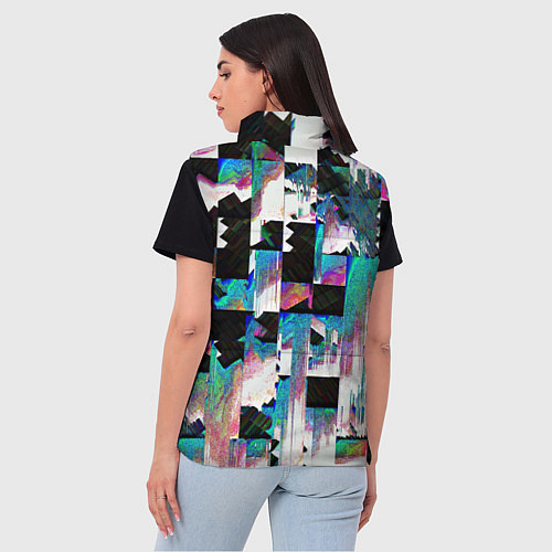 Женский жилет Glitch Abstract squares Глитч Абстрактные квадраты / 3D-Черный – фото 4