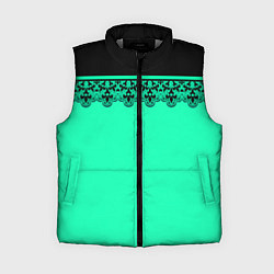 Женский жилет Черные кружева на ярком неоновом зеленом фоне lace, цвет: 3D-светло-серый