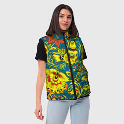 Женский жилет Хохломская Роспись Две Птицы, цвет: 3D-черный — фото 2