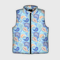 Женский жилет Турецкий огурец Turkish cucumber blue pattern, цвет: 3D-светло-серый