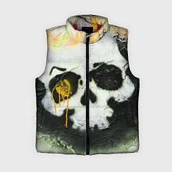 Женский жилет Череп на поверхности в красках - Жёлтый, цвет: 3D-красный