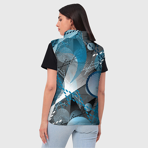 Женский жилет Абстрактный серо-синий принт / 3D-Светло-серый – фото 4