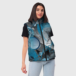 Женский жилет Абстрактный серо-синий принт, цвет: 3D-светло-серый — фото 2