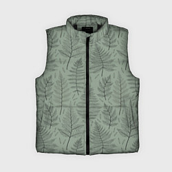 Женский жилет Листья папоротника на зеленом фоне Минимализм