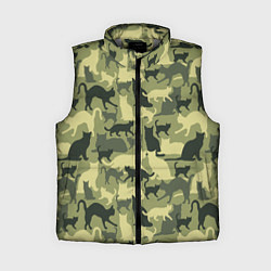 Женский жилет Кошачий камуфляж в зеленой гамме