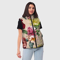 Женский жилет Цветы Нарисованные Красные Розы и Лилии, цвет: 3D-светло-серый — фото 2