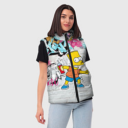 Женский жилет Барт Симпсон на фоне стены с граффити, цвет: 3D-черный — фото 2
